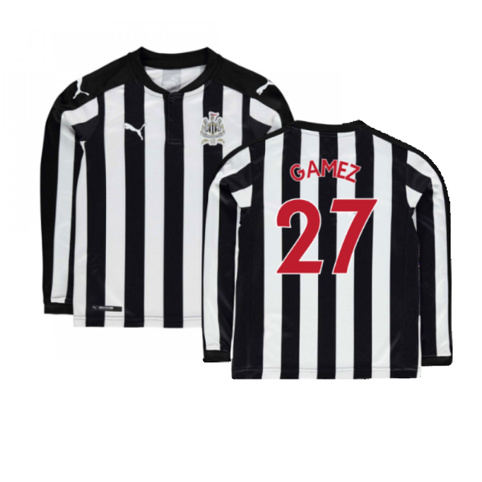 Newcastle United 2017-18 Long Sleeve Home Shirt (Sponserless) (L) (Gamez 27) (Very Good)