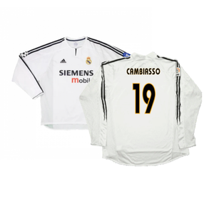 Real Madrid 2003-04 Home Long Sleeve Shirt (M) (Mint) (Cambiasso 19)_0