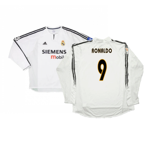 Real Madrid 2003-04 Home Long Sleeve Shirt (M) (Mint) (Ronaldo 9)_0