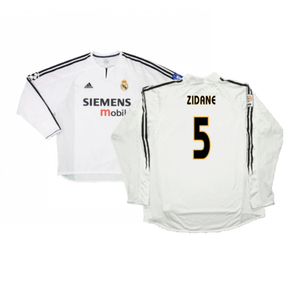 Real Madrid 2003-04 Home Long Sleeve Shirt (M) (Mint) (Zidane 5)_0