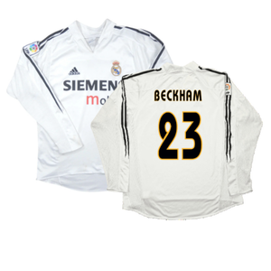 Real Madrid 2004-05 Long Sleeve Home Shirt (M) (Excellent) (BECKHAM 23)_0