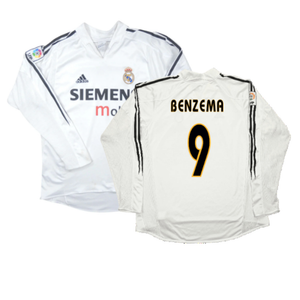 Real Madrid 2004-05 Long Sleeve Home Shirt (M) (Excellent) (BENZEMA 9)_0