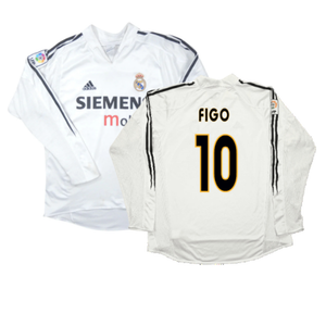 Real Madrid 2004-05 Long Sleeve Home Shirt (M) (Excellent) (Figo 10)_0