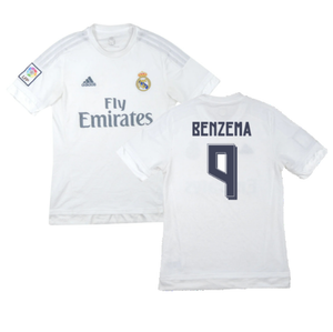 Real Madrid 2015-16 Home Shirt (M) (Benzema 9) (Good)_0