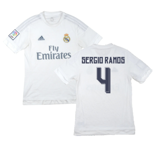 Real Madrid 2015-16 Home Shirt (M) (Sergio Ramos 4) (Good)_0