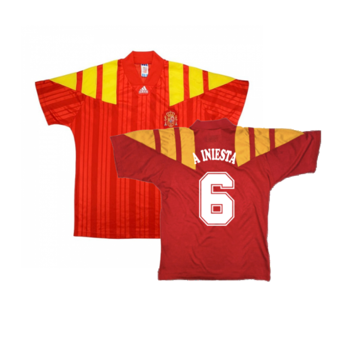 Spain 1992-94 Home Shirt (L) (Excellent) (A INIESTA 6)