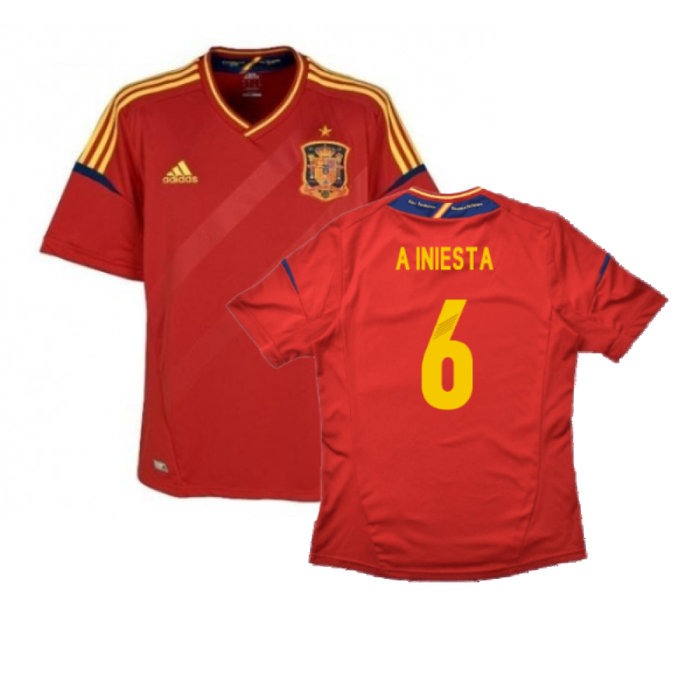 Spain 2012-13 Home Shirt (S) (Excellent) (A Iniesta 6)