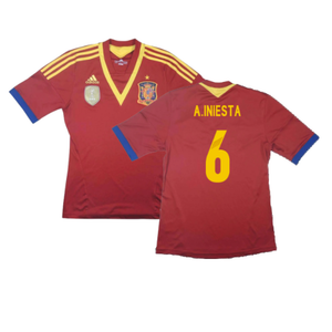 Spain 2013-14 Home Shirt (S) (Excellent) (A.Iniesta 6)_0