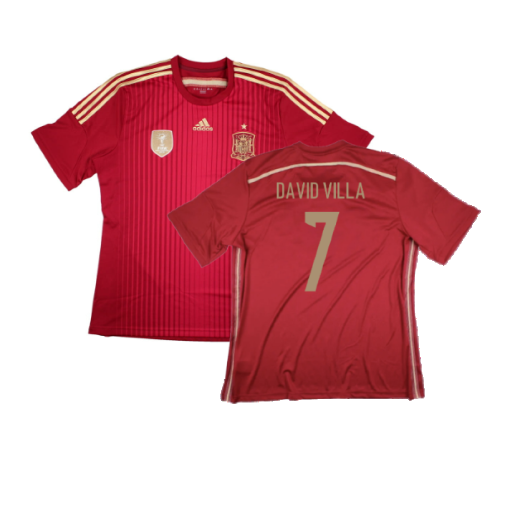 Spain 2014-2015 Home Shirt (World Cup Badge) (L) (Mint) (David Villa 7)_0