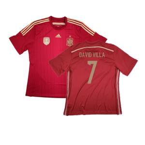 Spain 2014-2015 Home Shirt (World Cup Badge) (L) (Mint) (David Villa 7)_0