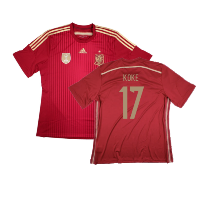 Spain 2014-2015 Home Shirt (World Cup Badge) (XL) (Excellent) (Koke 17)