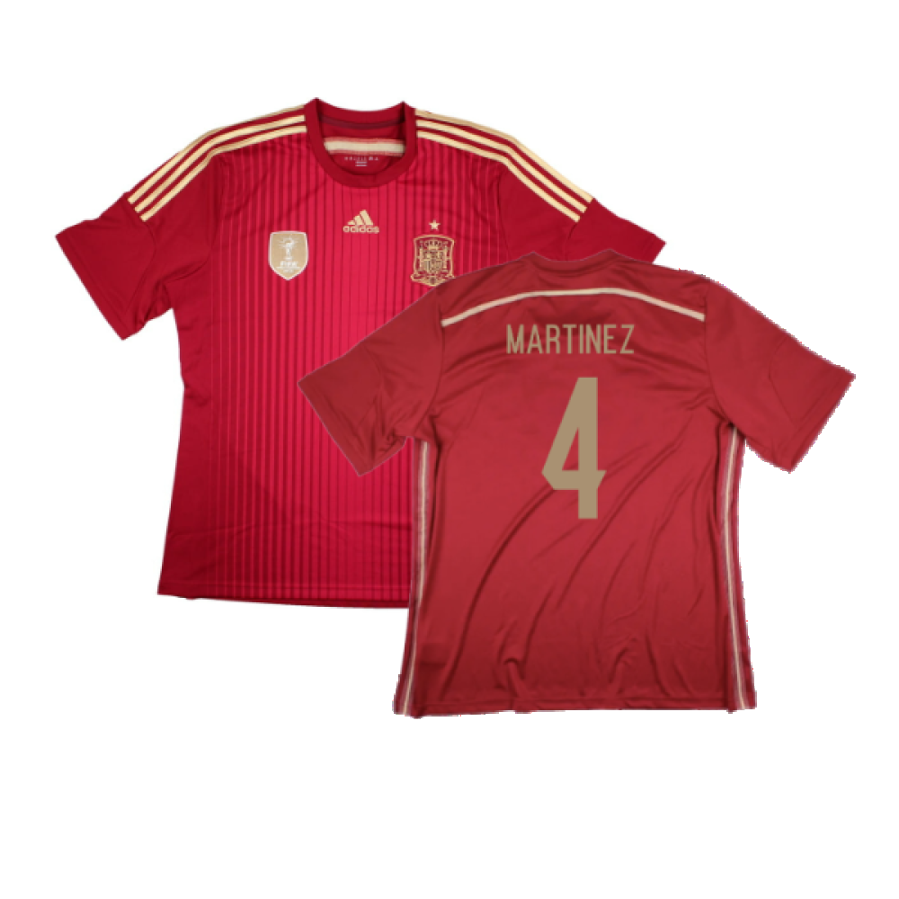 Spain 2014-2015 Home Shirt (World Cup Badge) (XL) (Excellent) (Martinez 4)_0