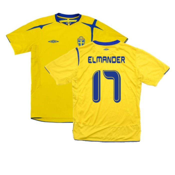 Sweden 2006-07 Home Shirt (XL) (Excellent) (Elmander 17)