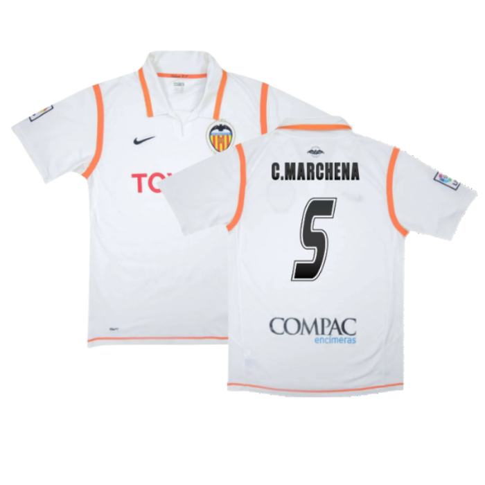 Valencia 2007-08 Home Shirt (XL) (Excellent) (C.Marchena 5)